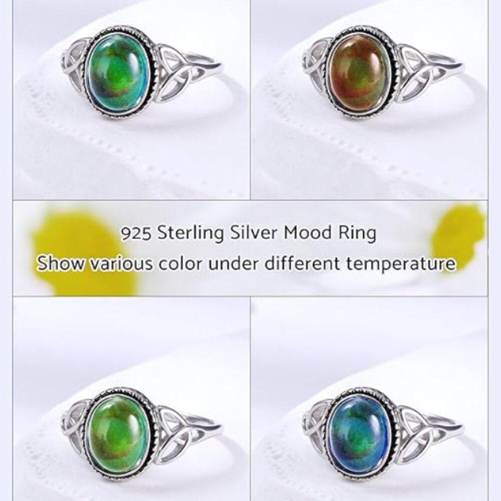 925 Sterling Silver Mood Ring Celtic Knot Vintage Inspired Size 6 NEW - Picture 11 of 11